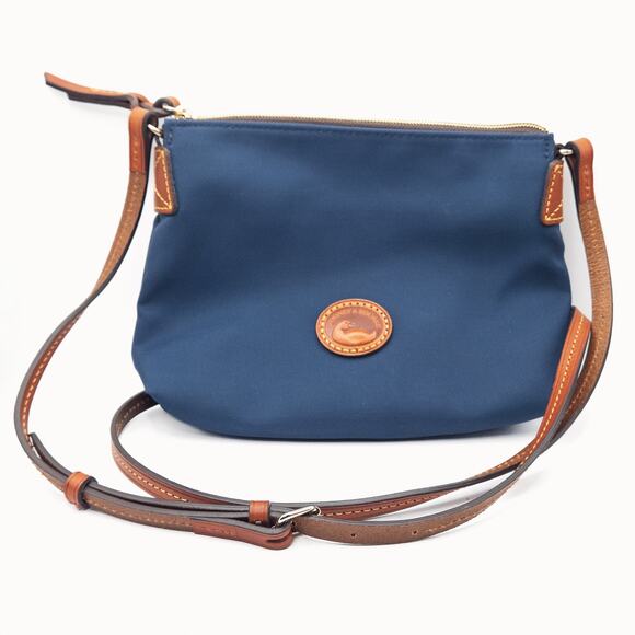 Dooney & Bourke Handbags - Dooney & Bourke Women’s Shoulder Bag Navy Nylon Leather Trim Crossbody Small